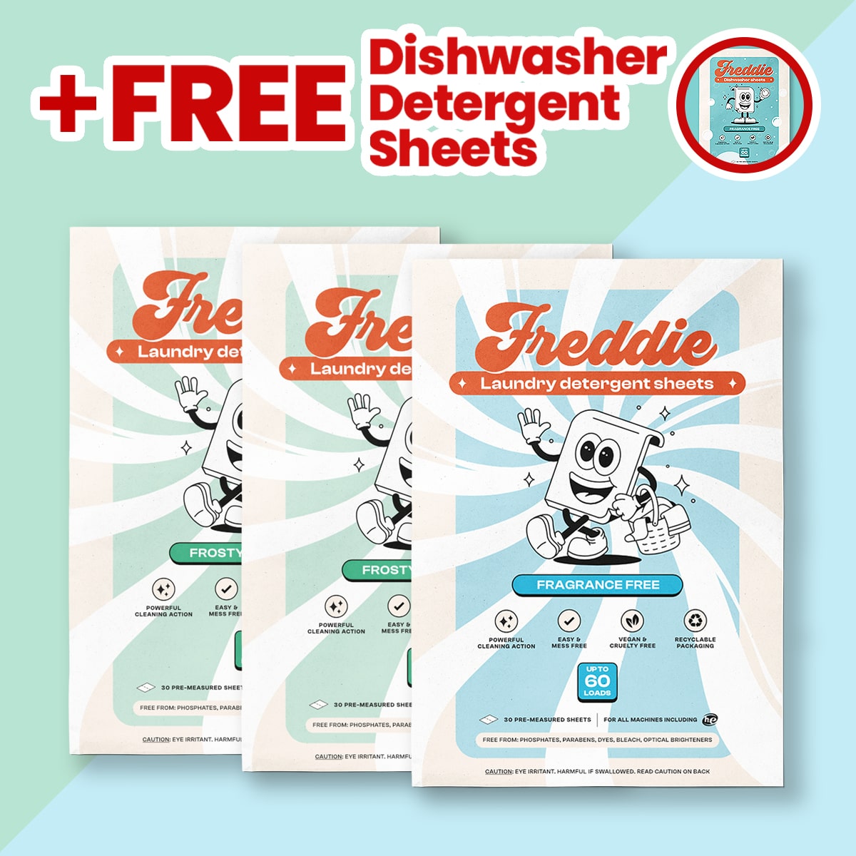 3x Laundry Detergent Sheets + Free 1x Dishwasher Detergent Sheets