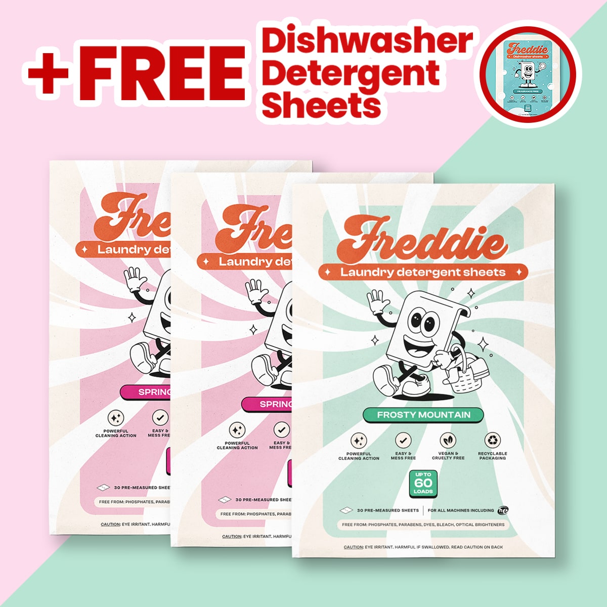 3x Laundry Detergent Sheets + Free 1x Dishwasher Detergent Sheets